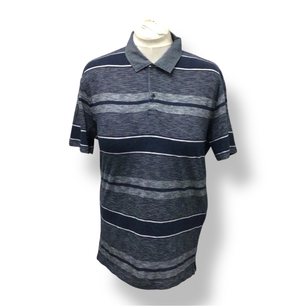 Banana Republic “Vintage” Mens Navy Star Stripe Polo Casual Knit Preppy Blue L